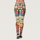 Farbenfrohe Azteken: Vögel, Muster der Blume. Leggings (Rückseite)
