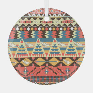 Farbenfrohe Azteken: Vögel, Muster der Blume. Ornament Aus Glas