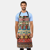 Farbenfrohe Azteken: Vögel, Muster der Blume. Schürze (Getragen)