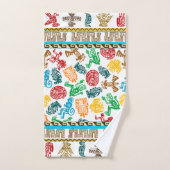 Farbenfrohe Aztekenkulptur Badhandtuch Set (Handtuch)