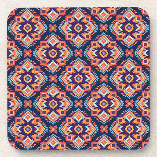 Farbenfrohe Aztekenmuster-Untersetzer - Set von 6 Getränkeuntersetzer (Vorderseite)