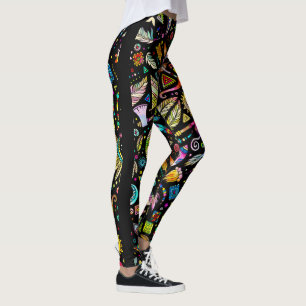 Farbenfrohe Aztekensymbole Nahtloses Muster Leggings