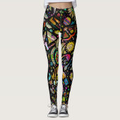 Farbenfrohe Aztekensymbole Nahtloses Muster Leggings (Vorderseite)