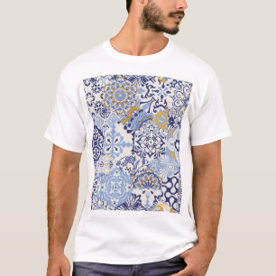 Farbenfrohe Azulejos-Fliesen: handgezeichnetes Mus T-Shirt