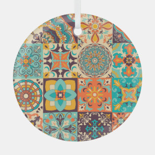 Farbenfrohe Azulejos Traditionelle Fliesenset Ornament Aus Glas