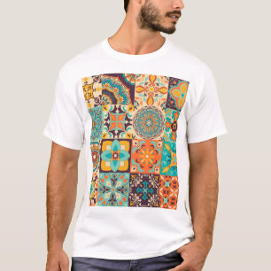 Farbenfrohe Azulejos Traditionelle Fliesenset T-Shirt
