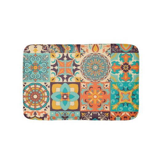 Farbenfrohe Azulejos Traditionelles Tiles-Set Badematte (Vorderseite)
