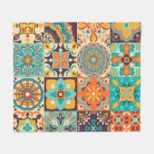 Farbenfrohe Azulejos Traditionelles Tiles-Set Fleecedecke (Vorderseite (Horizontal))