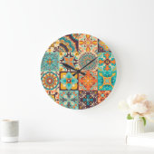 Farbenfrohe Azulejos Traditionelles Tiles-Set Große Wanduhr (Zuhause)