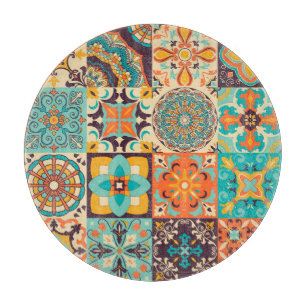 Farbenfrohe Azulejos Traditionelles Tiles-Set Schneidebrett