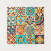 Farbenfrohe Azulejos Traditionelles Tiles-Set Wandteppich (Vorderseite (Horizontal))