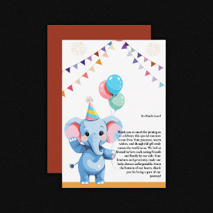 Farbenfrohe Baby Elephant mit Balloons Babydusche Dankeskarte