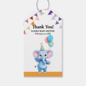 Farbenfrohe Baby Elephant mit Balloons Babydusche Geschenkanhänger (Vorderseite)