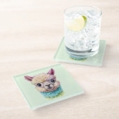 Farbenfrohe Baby Lama Glasuntersetzer (Schrägansicht)