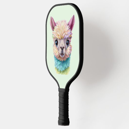 Farbenfrohe Baby Lama Pickleball Schläger (Links)