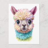 Farbenfrohe Baby Lama Postkarte (Vorderseite)