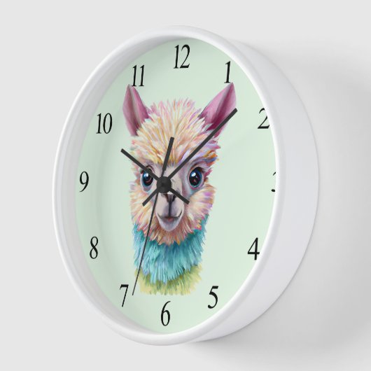 Farbenfrohe Baby Lama Uhr (Winkel)