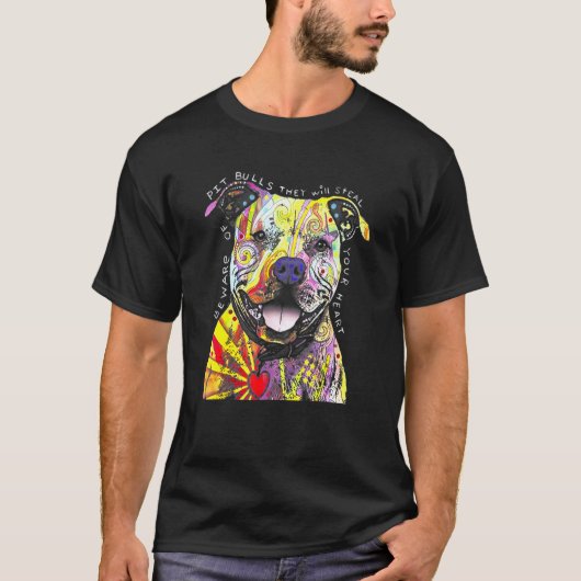 Farbenfrohe Baby Pit Bull Terrier Vater Mama Kiddi T-Shirt (Vorderseite)