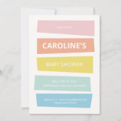 Farbenfrohe Baby Shower Pastellstreifen Moderne So Einladung (Vorderseite)