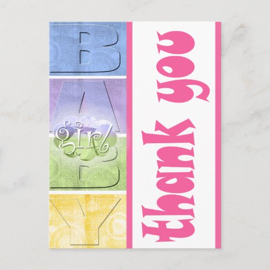 Farbenfrohe Babydusche Danke, Postcard Postkarte (Vorderseite)