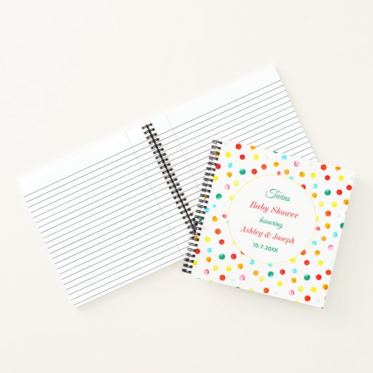 Farbenfrohe Babydusche Dots Muster Gästebuch Notizblock (Innenseite)