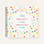 Farbenfrohe Babydusche Dots Muster Gästebuch Notizblock (Vorderseite)