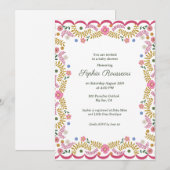 Farbenfrohe Babydusche Einladung (Vorne/Hinten)