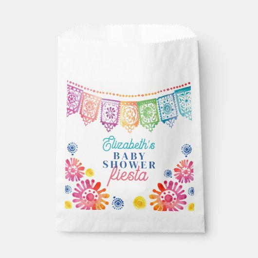 Farbenfrohe Babydusche mexikanische Fiesta Babydus Geschenktütchen (Vorderseite)