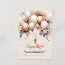 Farbenfrohe Babydusche Peach Weiße Blumenballons Begleitkarte