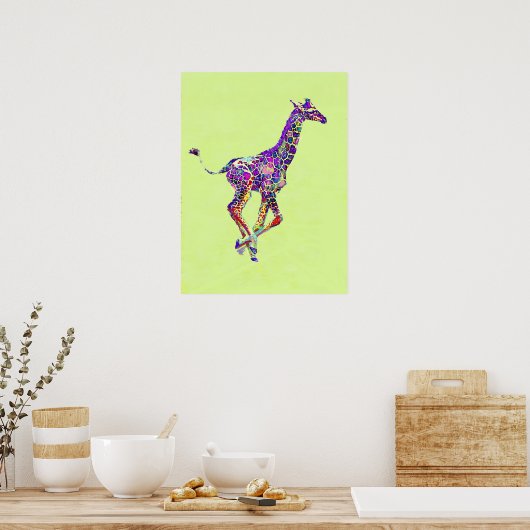 farbenfrohe Babygiraffe Poster (Küche)