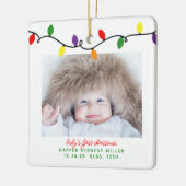 Farbenfrohe Baby's First Christmas Lights 2 Fotos Keramikornament (Links)