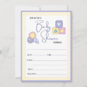 Farbenfrohe Babyspielzeuge | Kinderdusche ausfülle Einladung (Vorderseite)