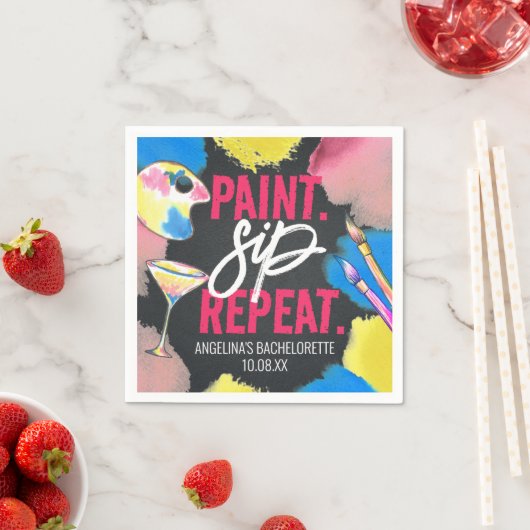 Farbenfrohe Bachelorette Paint und Side Serviette (Beispiel)