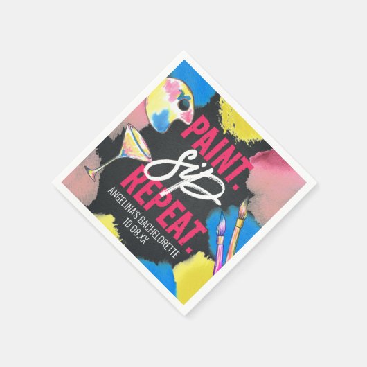 Farbenfrohe Bachelorette Paint und Side Serviette (Ecke)