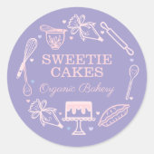 Farbenfrohe Backwaren & Kochen Lila & rosa Runder Aufkleber (Vorderseite)
