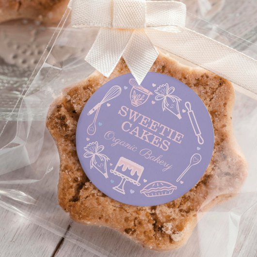 Farbenfrohe Backwaren & Kochen Lila & rosa Runder Aufkleber