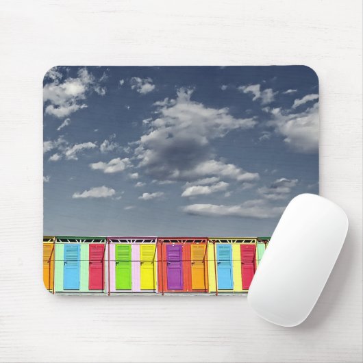 Farbenfrohe Badehütten Mousepad (Mit Mouse)
