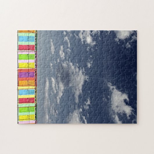 Farbenfrohe Badehütten Puzzle (Horizontal)