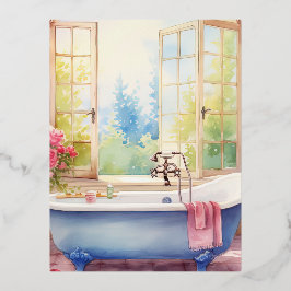 Farbenfrohe Badewanne Landbadezimmer Folien Feiertagspostkarte