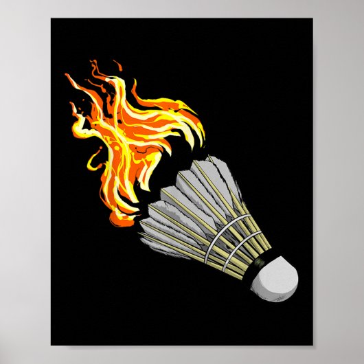 Farbenfrohe Badminton Flame Shuttle Art Sport Poster (Vorne)