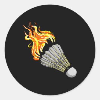 Farbenfrohe Badminton Flame Shuttle Art Sport Runder Aufkleber