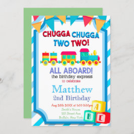 Farbenfrohe Bahn 2. Geburtstag Party Einladungen