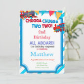 Farbenfrohe Bahn 2. Geburtstag Party Einladungen (Stehend Vorderseite)
