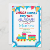 Farbenfrohe Bahn 2. Geburtstag Party Einladungen (Vorderseite)