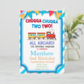 Farbenfrohe Bahn 2. Geburtstag Party Einladungen (Stehend Vorderseite)