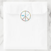 Farbenfrohe Balken Peace Sign Lächeln Runder Aufkleber (Tasche)