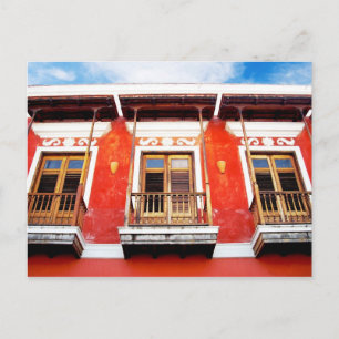 Farbenfrohe Balkonfenster von San Juan, Puerto Ric Postkarte