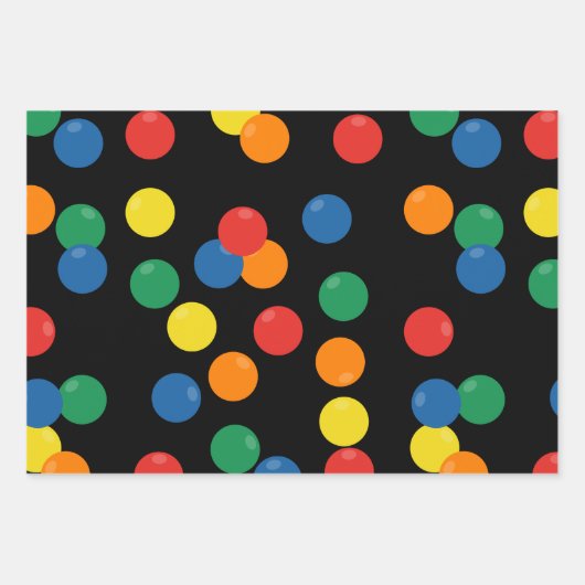 Farbenfrohe Ball Black Pattern Geschenkpapier Set (Vorderseite 2)