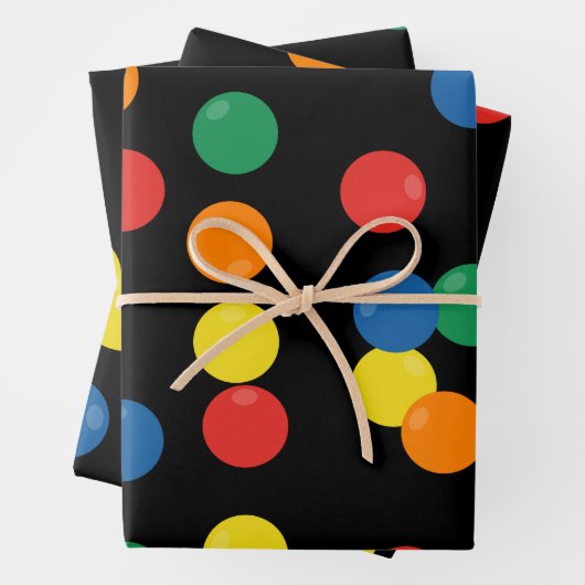 Farbenfrohe Ball Black Pattern Geschenkpapier Set (Beispiel)