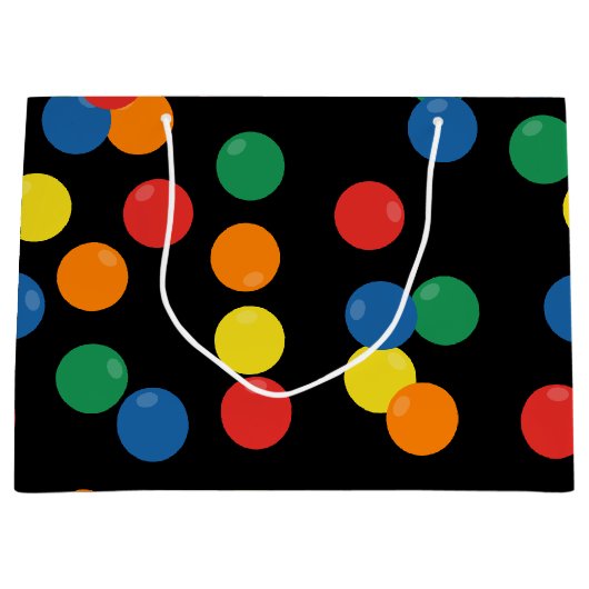 Farbenfrohe Ball Black Pattern Große Geschenktüte (Vorderseite)